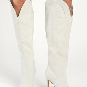 lulu knee high  white high heel boots size 11